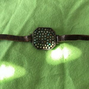 Leather and turquoise bracelet